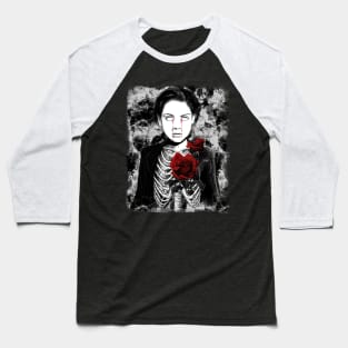 Gothic Skeleton Dead Girl with red rose - Dark manga art Emo Baseball T-Shirt